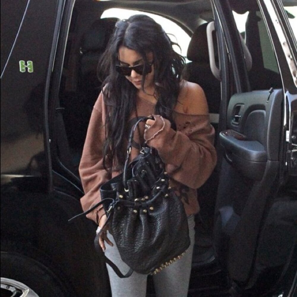 Alexander Wang Shredded Leather Black Studded Diego Convertible Bag
